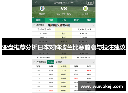 亚盘推荐分析日本对阵波兰比赛前瞻与投注建议